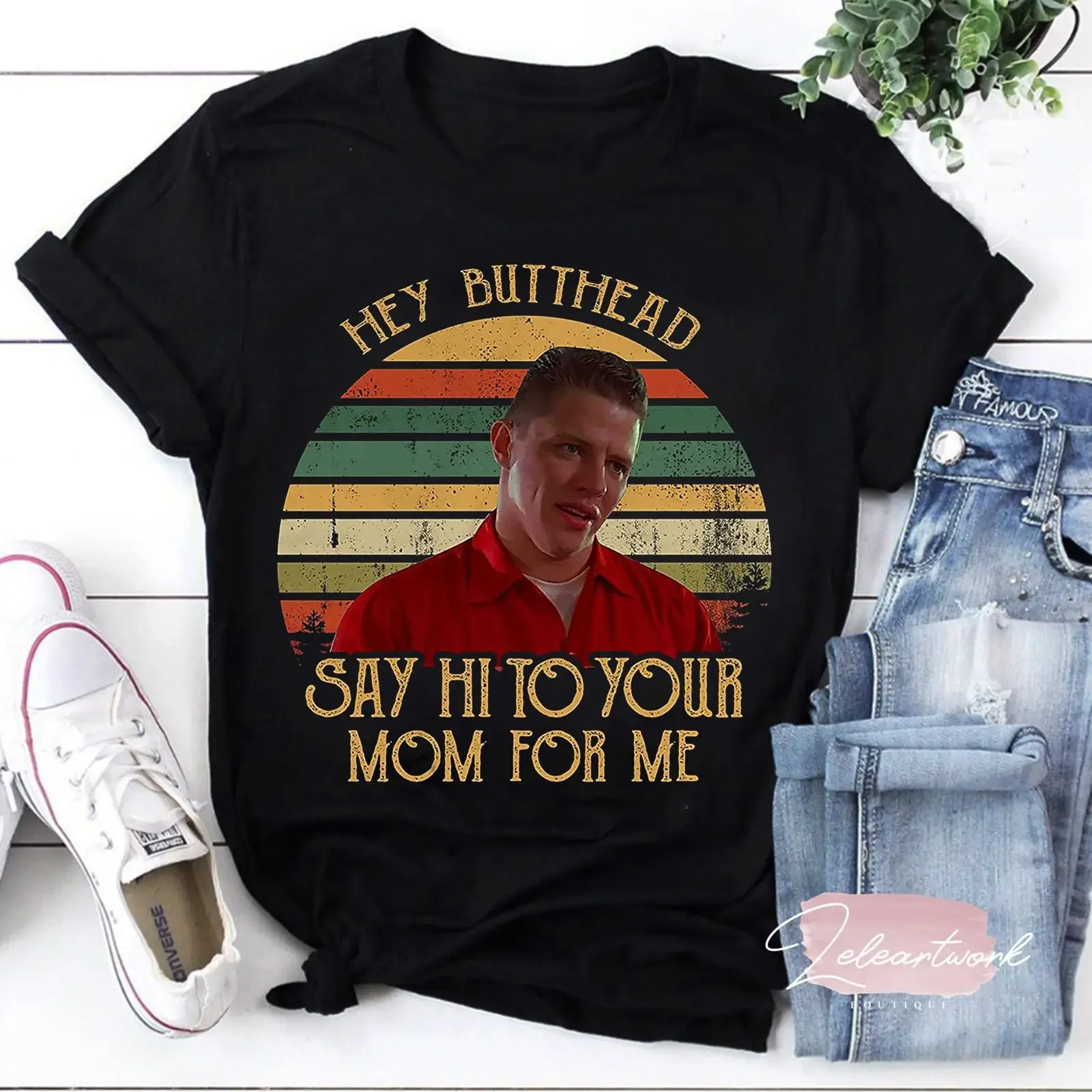 Hey Butthead Say Hi to Your Mom for Me Vintage T Shirt Biff Tannen Back The Future vintage Washed Slightly homme Versatile