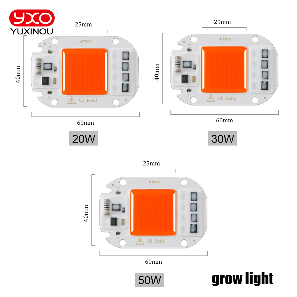 LED تنمو COB رقاقة فيتو مصباح الطيف الكامل AC220V 110 فولت 20 واط 30 واط 50 واط لنمو شتلات النباتات الداخلية وتنمو زهرة الإضاءة