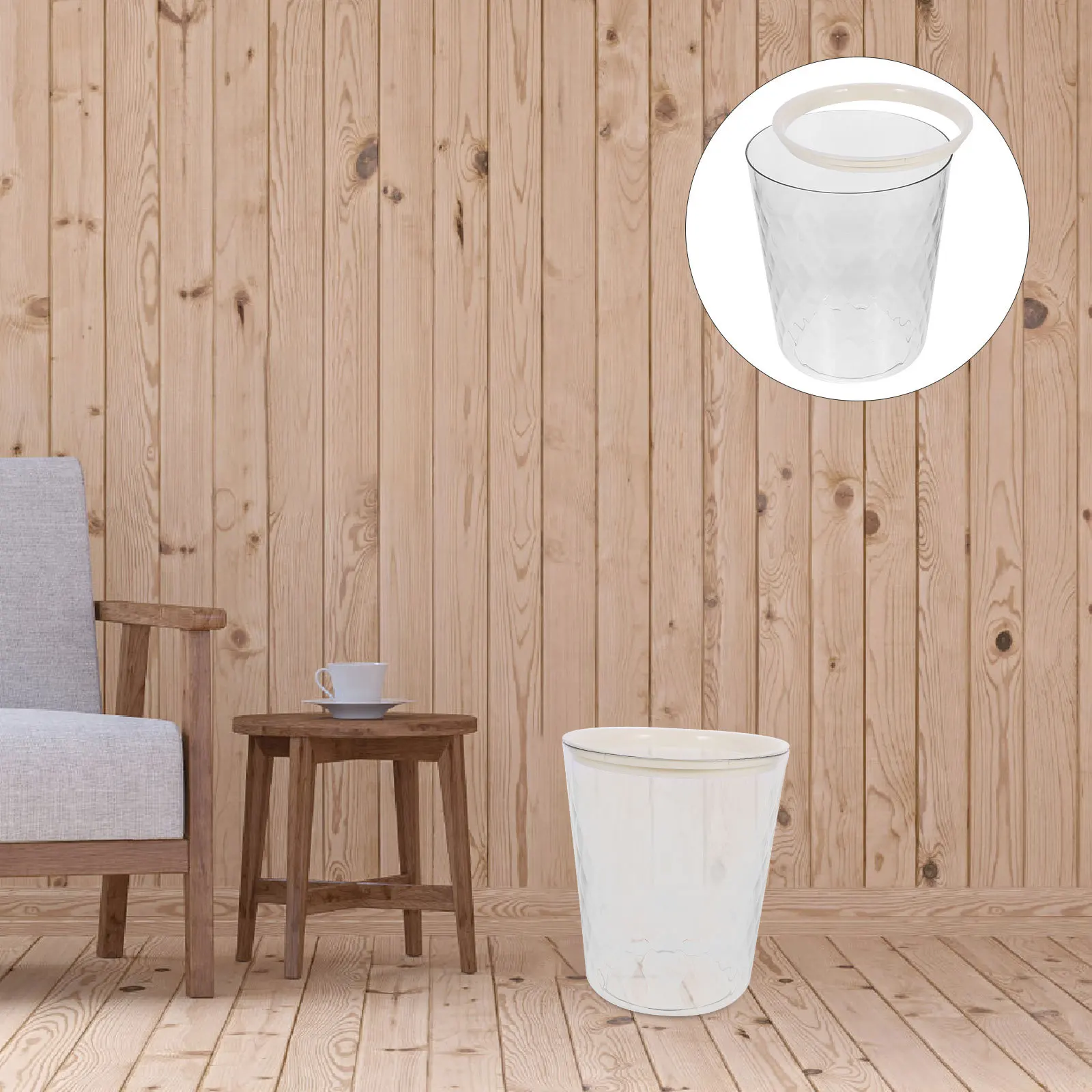 

Transparent Trash Can Plastic Garbage Container Simple Design Large Opening Reusable Sanitary Living Room Bathroom