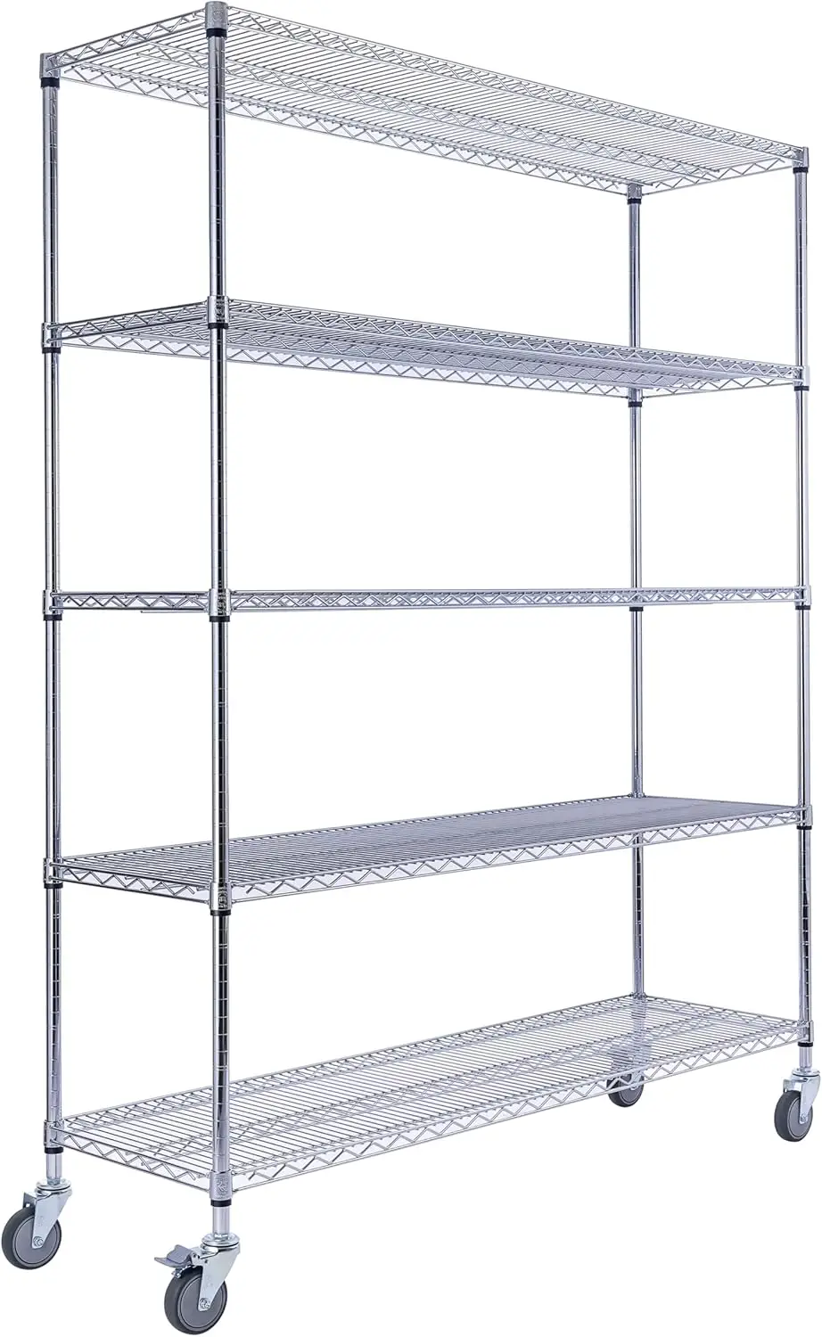 60"x18"x72" Chrome 5-Tier PREMIUM Wire Shelving NSF 4000 LBS MAX CAPACITY Heavy Duty Steel Storage Rack for Warehouses, Garages,