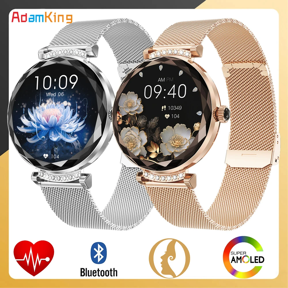 

Smart Watch Women 1.19" AMOLED Screen Blue Tooth Call IP68 Waterproof Fashion Lady Sports Fitness Heart Rate Health Smartwatch