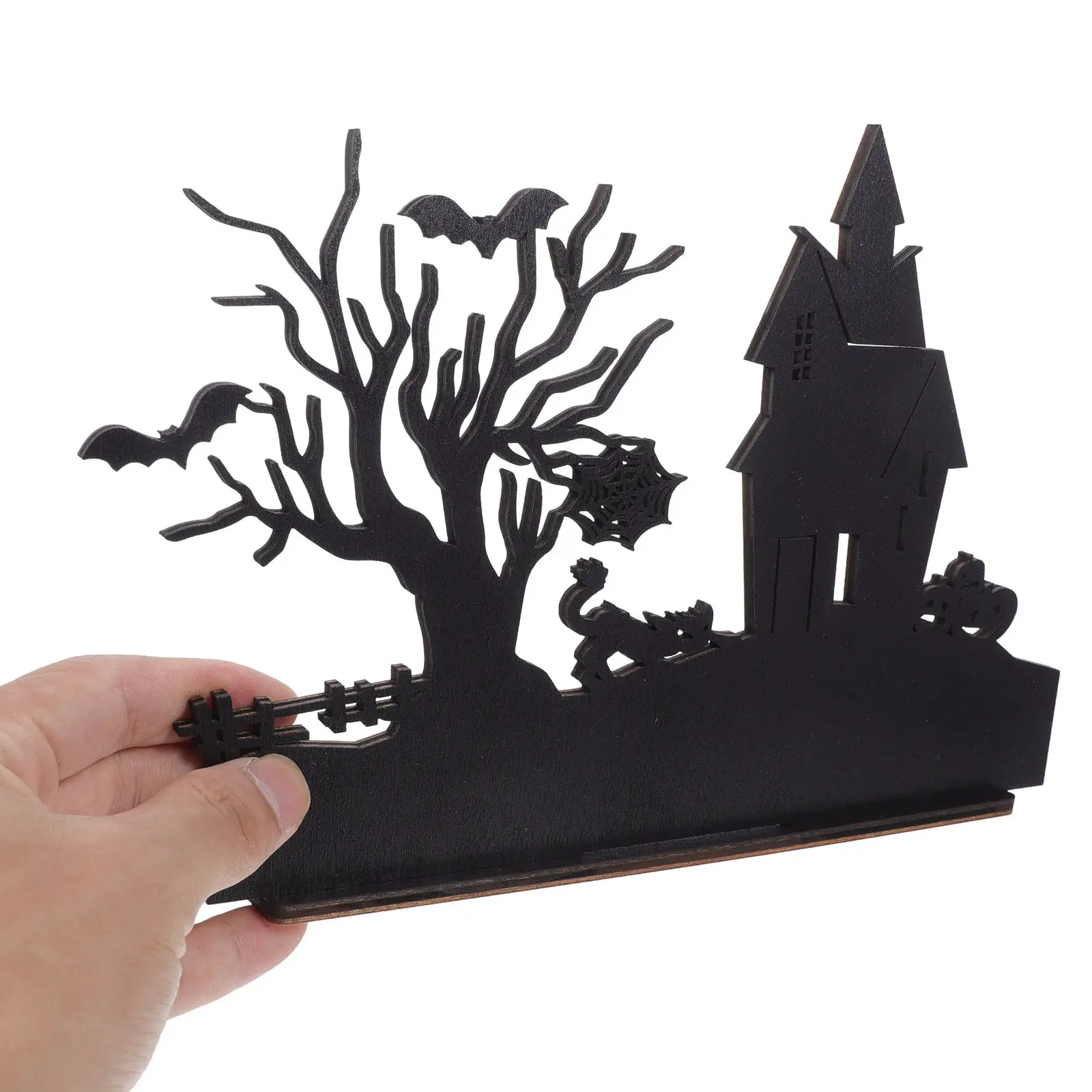 Wooden Halloween Table Sign Centerpiece Spooky Castle Projection Halloween Party Decorations Indoor Table Decor