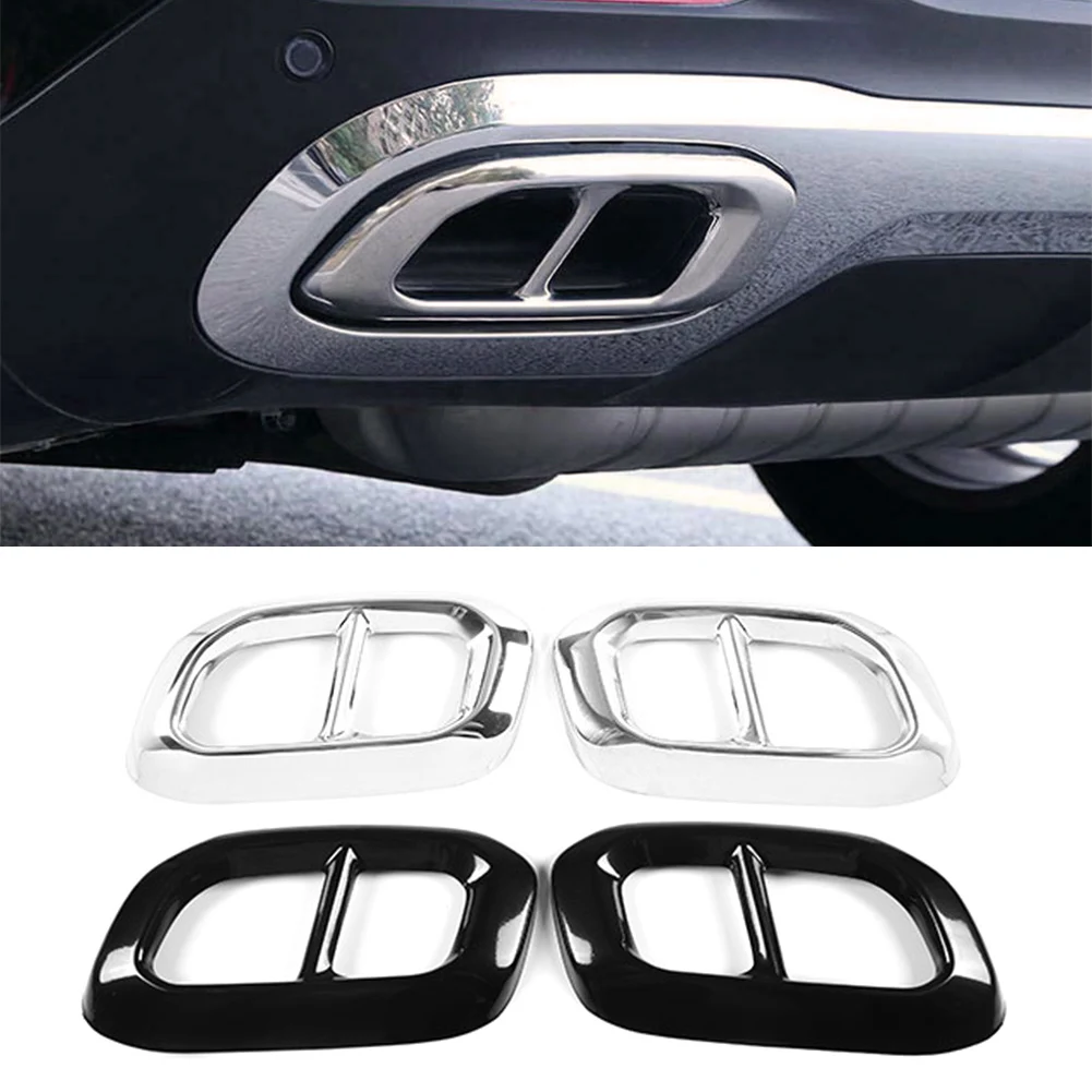 2 Pcs Car Exhaust Muffler Pipe Tip Tailpipe Cover Decoration Trim For Mercedes Benz GLC GLE GLS X253 W167 2020 2021 2022 Steel