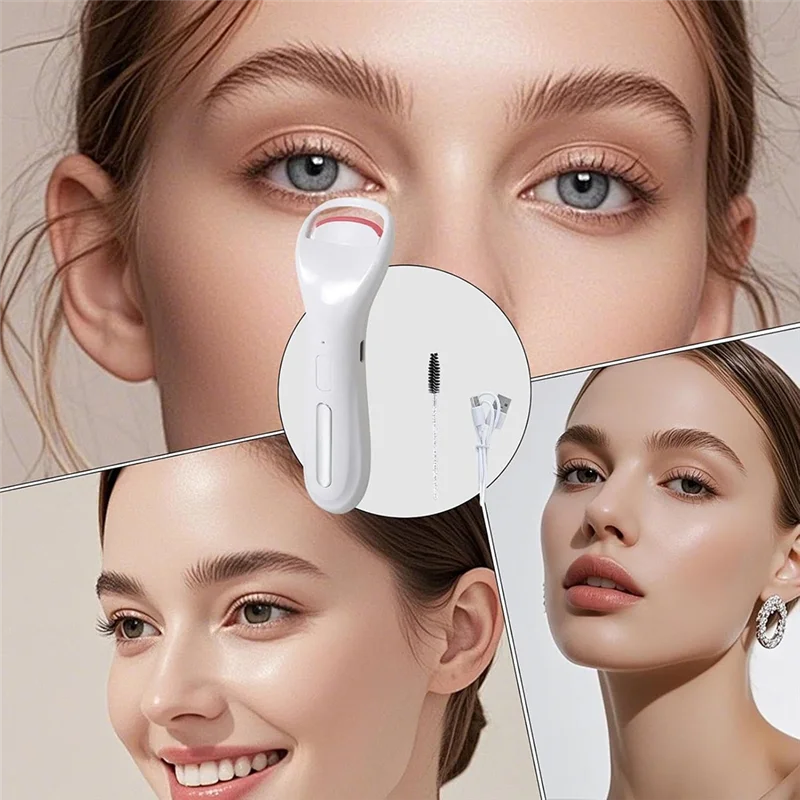 أداة تجعيد الرموش الكهربائية القابلة لإعادة الشحن من ABJO مع أداة أسطوانة تسخين أكبر لتجعيد الرموش طويلة الأمد للنساء