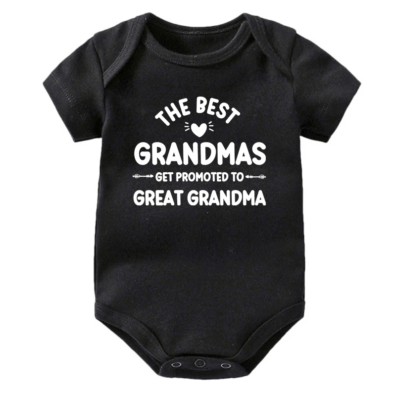 The Best Grandmas Get Promoted To Great Grandma Print Baby Bodysuits Pregnancy Announcement Newborn Jumpsuit Infant Clothes Gift