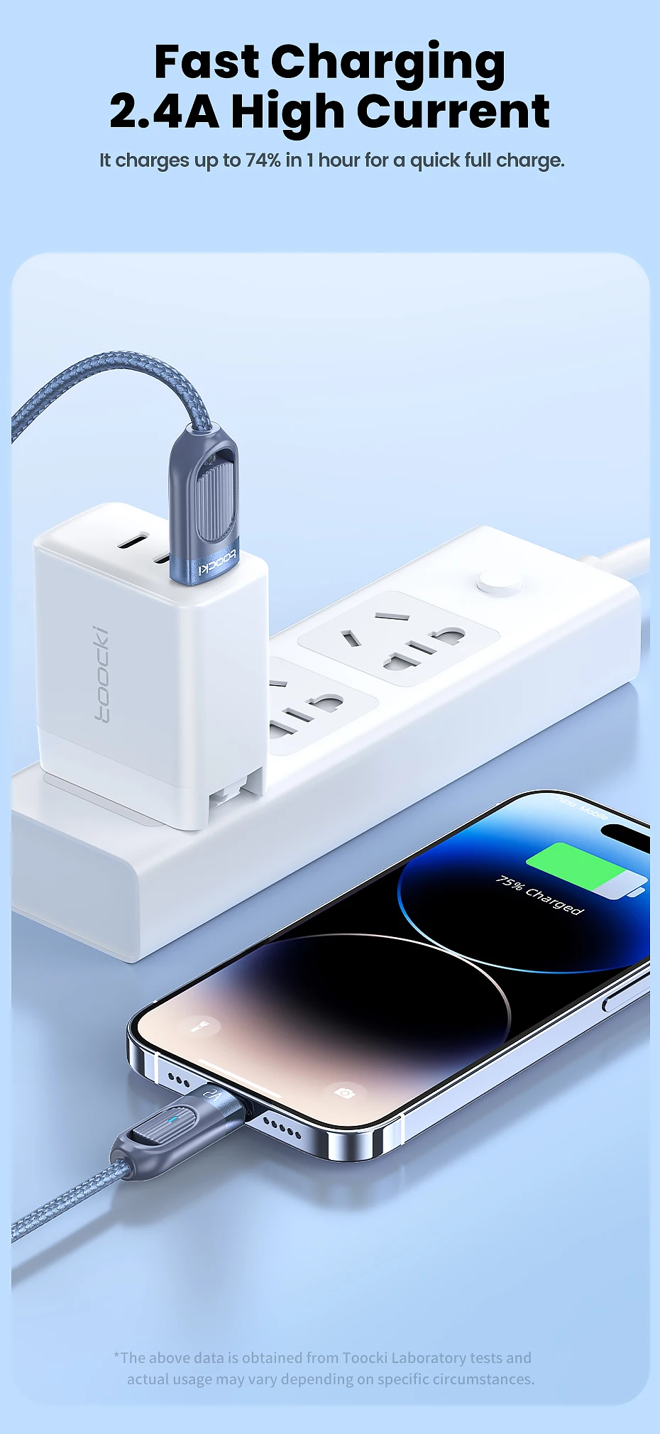 Toocki Auto-USB-Lightning-Kabel 2.4A, spiralförmiges, teleskopisches Schnellladekabel für iPhone 14 13 12 Pro Max 8 7 Lightning-Ladekabel – Detail 3