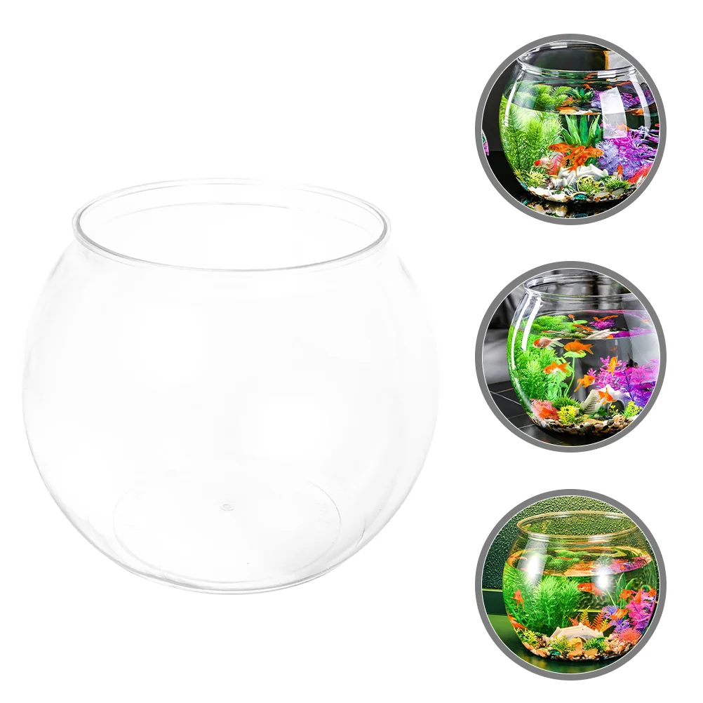 

Clear Fish Tank Transparent Goldfish Guest Table Hall Small Round Unbreakable Office Ornamental Turtle Decorate Betta Plastic