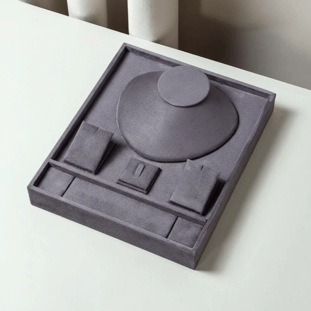 

High-end Jewelry Tray with Partitioned Velvet Texture Jewelry Packaging Gift Box Storage Exquisite Jewelry Set Display Stand