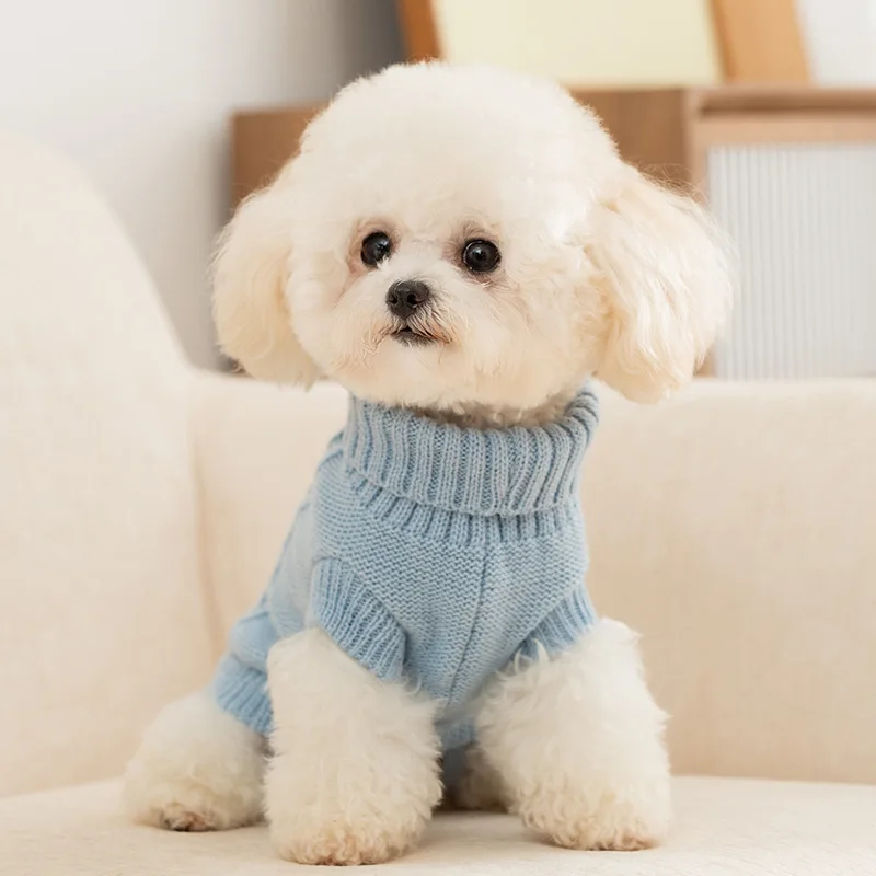 Knitted Clothes for Dogs Classic Solid Dog Sweater Fashion Puppy Pullovers Winter Warm Cat Sweater Pet Turtleneck Chihuahua Coat