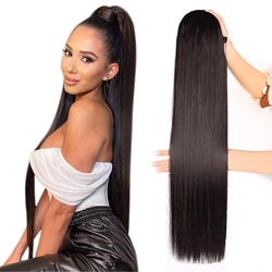 Drawstring Ponytail Remy Human Hair Color #2 Brazilian Hair Ponytails With Clips 1 Piece Dark Brown 16-26 Inch Women Hairpiece