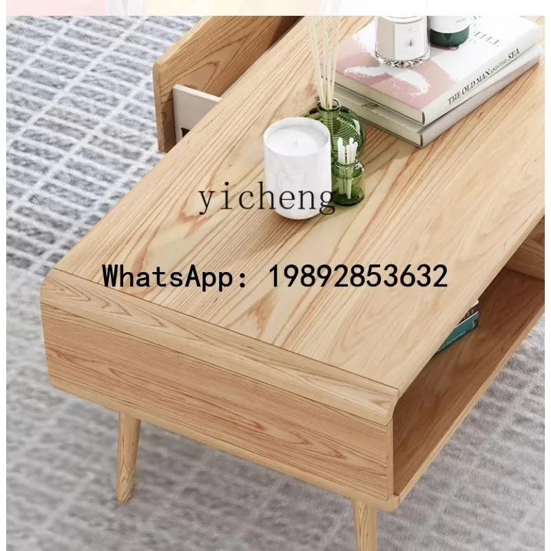 B-3   coffee living room simple solid wood storage square table household rubber tea table