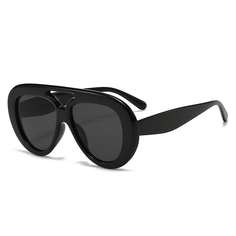 Novo óculos de sol de armação grande redondo circular óculos de sol feixes duplos moda personalidade feminino masculino óculos de sol