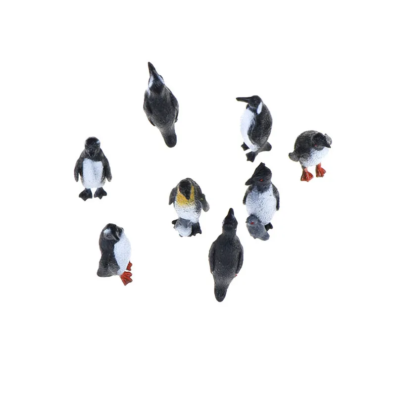 8pcs/set Plastic Ocean Animal Figure Model Toy Small Penguin Fantasy Figurines