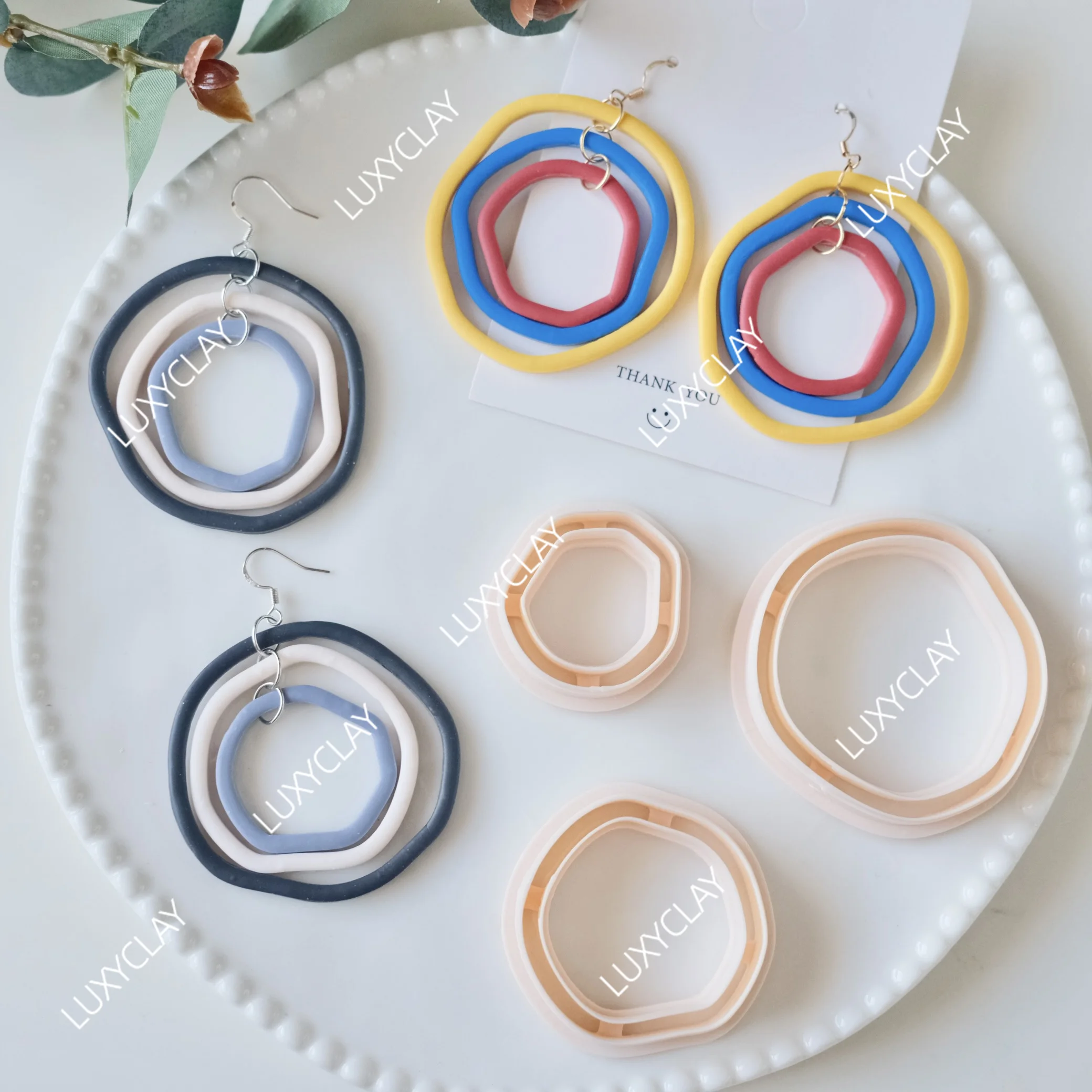 3pcs Irregular Skinny Hoops Polymer Clay Cutter, 3 Sizes Geometric Circle Design Clay Molds for DIY Earrings & Jewelry Making
