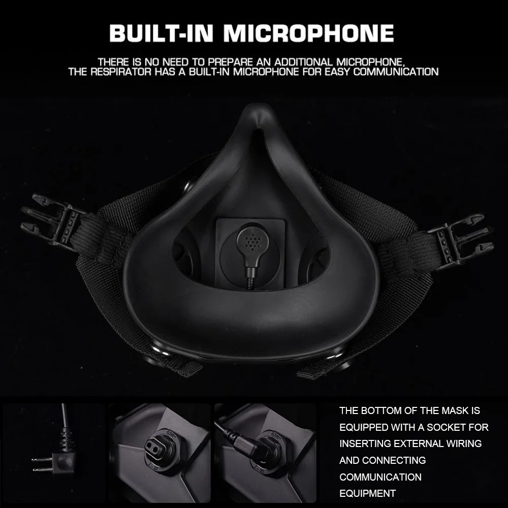 Speciale respiratore tattico maschera antigas versione di comunicazione caccia all'aperto combattimento softair mezza maschera puntelli cosplay di Halloween