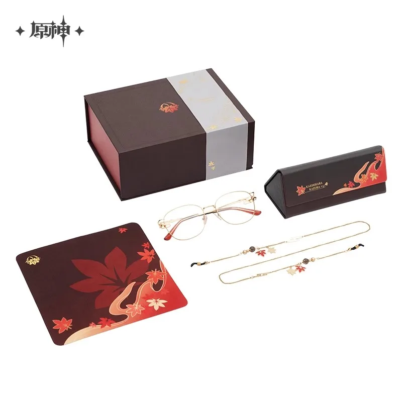 Official Galsses Genshin Impact Kaedehara Kazuha Glasses Gift Set For Women Men Cos Props Game Cosplay Xmas Gift