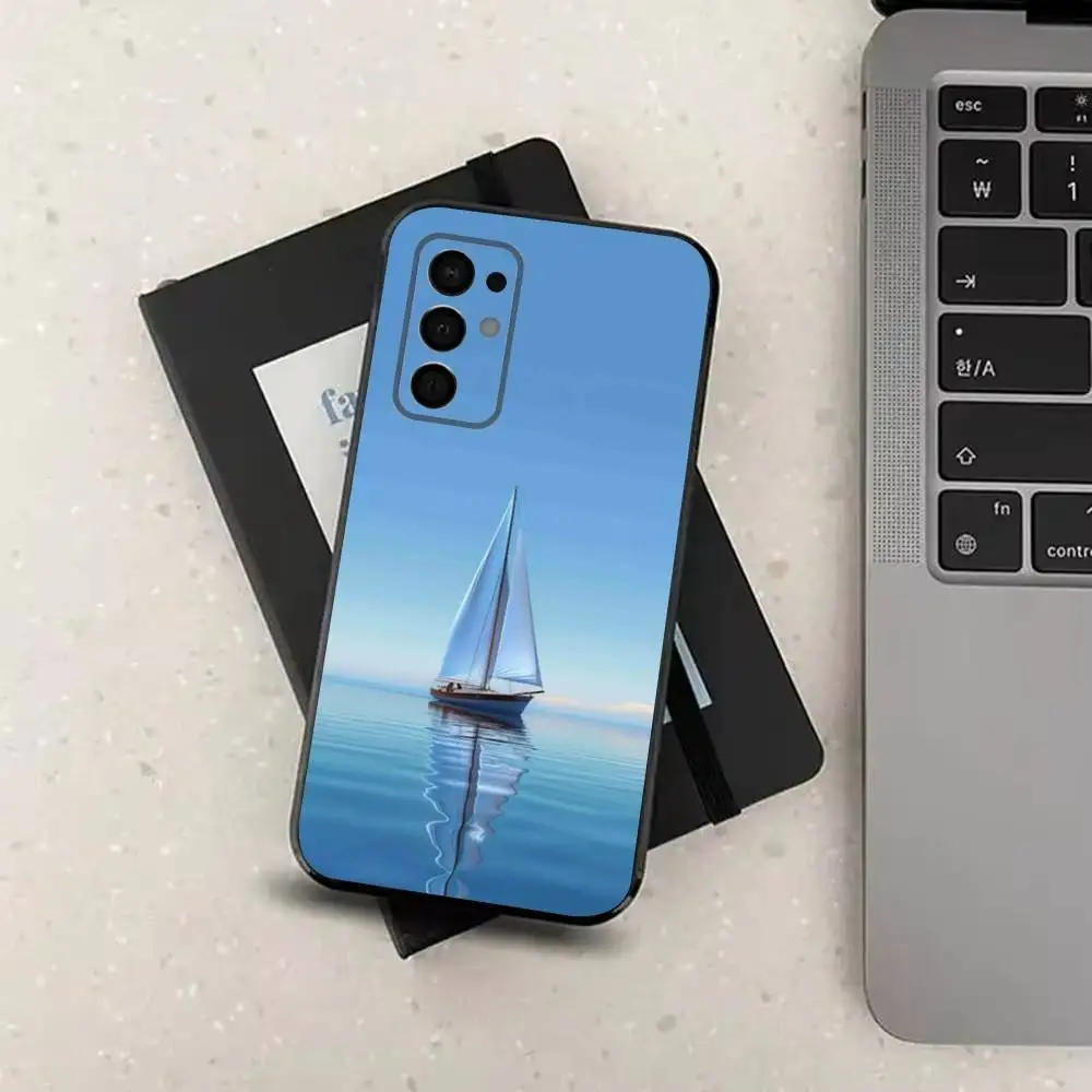 Painting Art Sailing Boat Phone Case For Samsung Galaxy A73,91,80,72,51,53,52,71,22,5G,Note,J7,8,9 Soft Black Cover