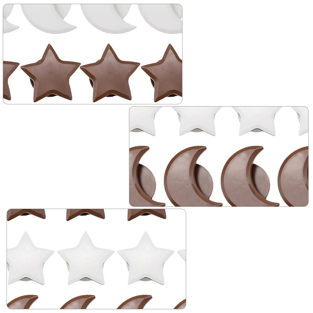 

20pcs Cabinet Door Handles Adhesive Drawer Pulls Star Moon Shape Self-Adhesive Knobs Durable Abs Material Easy Install Coffee