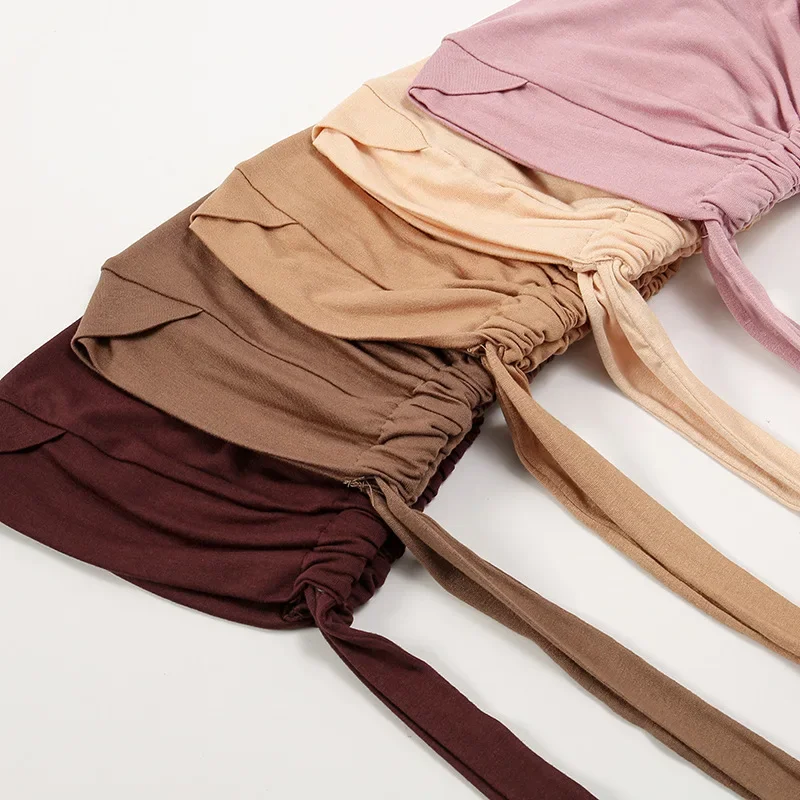 

Модальный хлопковый нижний шарф на шнуровке, мусульманская внутренняя шляпа, эластичные шапочки, химиотерапевтическая шапочка от выпадения волос, подложка, исламская тюрбантка Mujer