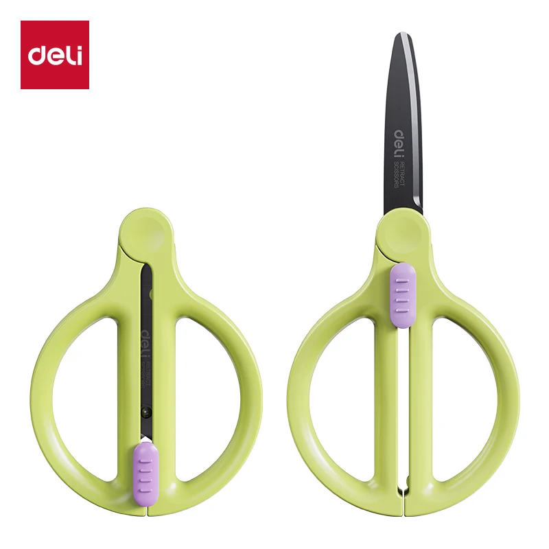 Deli TJ61 TJ62 TJ63 Retractable Scissors 148mm/6 Inch Labor-Saving Safety Rust-Resistant Scissor for Office And House Use