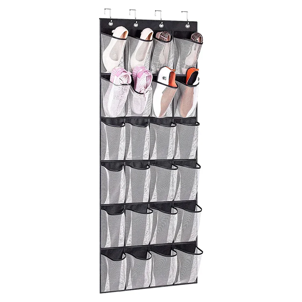 Hanging Shoe Organizer 24 Pockets Hanging Shoe Rack Holder Organizer Wall Mounted Fabric Shoe Holder Bag Hanger For Door