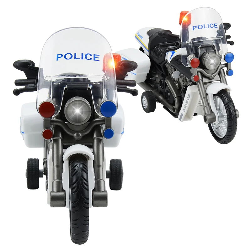 Toys Simulation Motorcycle Model Educational Friction Vehicle Toys Friction Mini Police Motor with Light and Sound