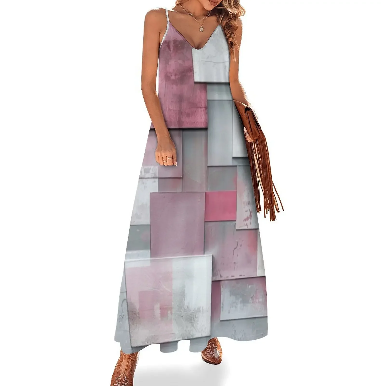 

Shades of Gray and Pink Sleeveless Dress summer woman dress 2025 luxury dress Prom gown