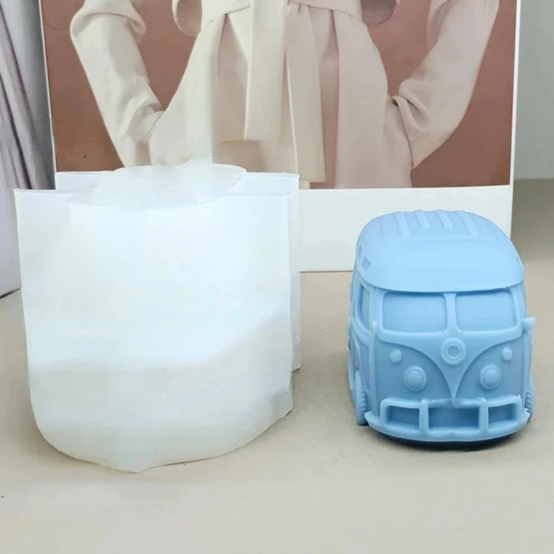 3D Bus Car Silicone Candle Molds Handmade Car Crafts Gypsum Resin Cement Casting DIY Soap Chocolate Cake Baking Tools Home Gifts