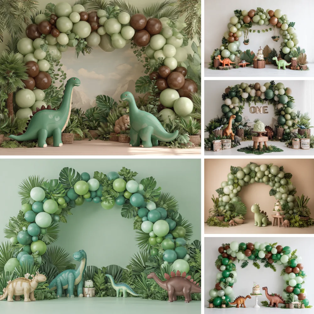 

Dinosaur 1st Birthday Decorations Photo Backdrop Banner Arched Balloons Baby Shower Kids Party Decor Backgrounds for Photographs