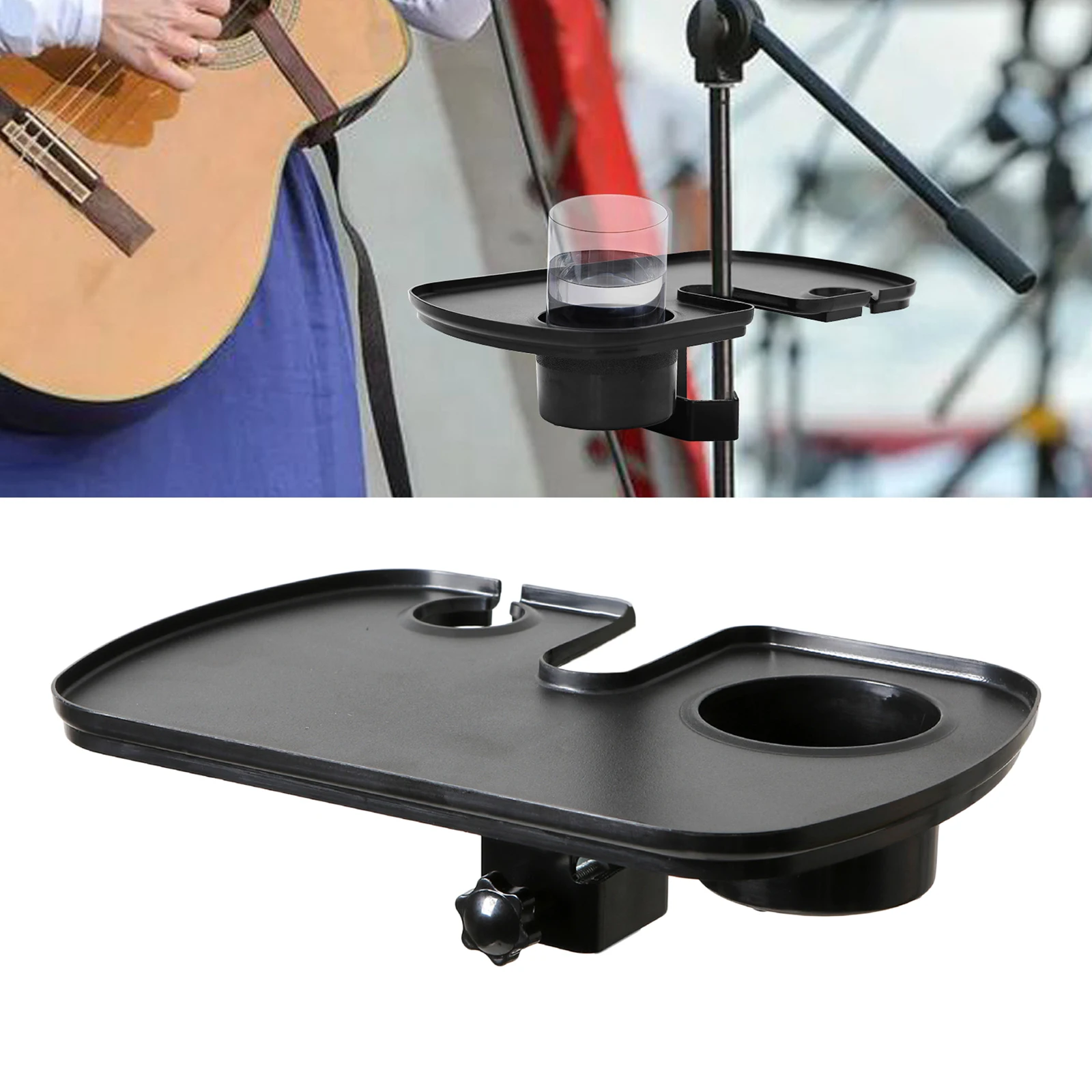 Microphone Stand Tray Sound Card Tray Adjustable Cup Holder Utility Storage Shelf Bracket for Music Sheet Guitar Accessory Tuner