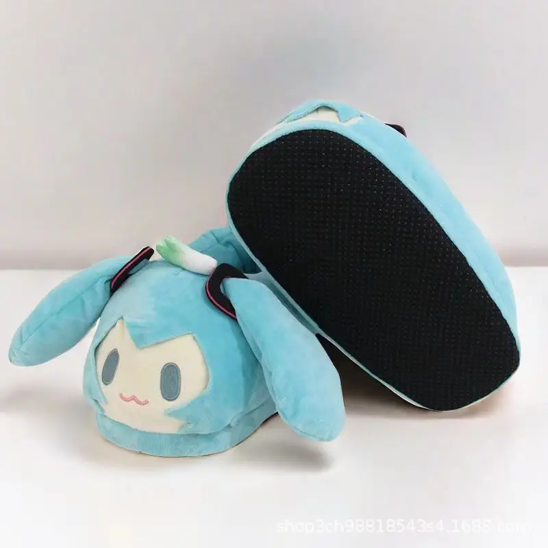 Hatsune Miku Kawaii Anime Girl Cosplay Cotton Slippers Cute Anime Doll Shoes Winter Warm Cotton Slippers Home Shoes Gift