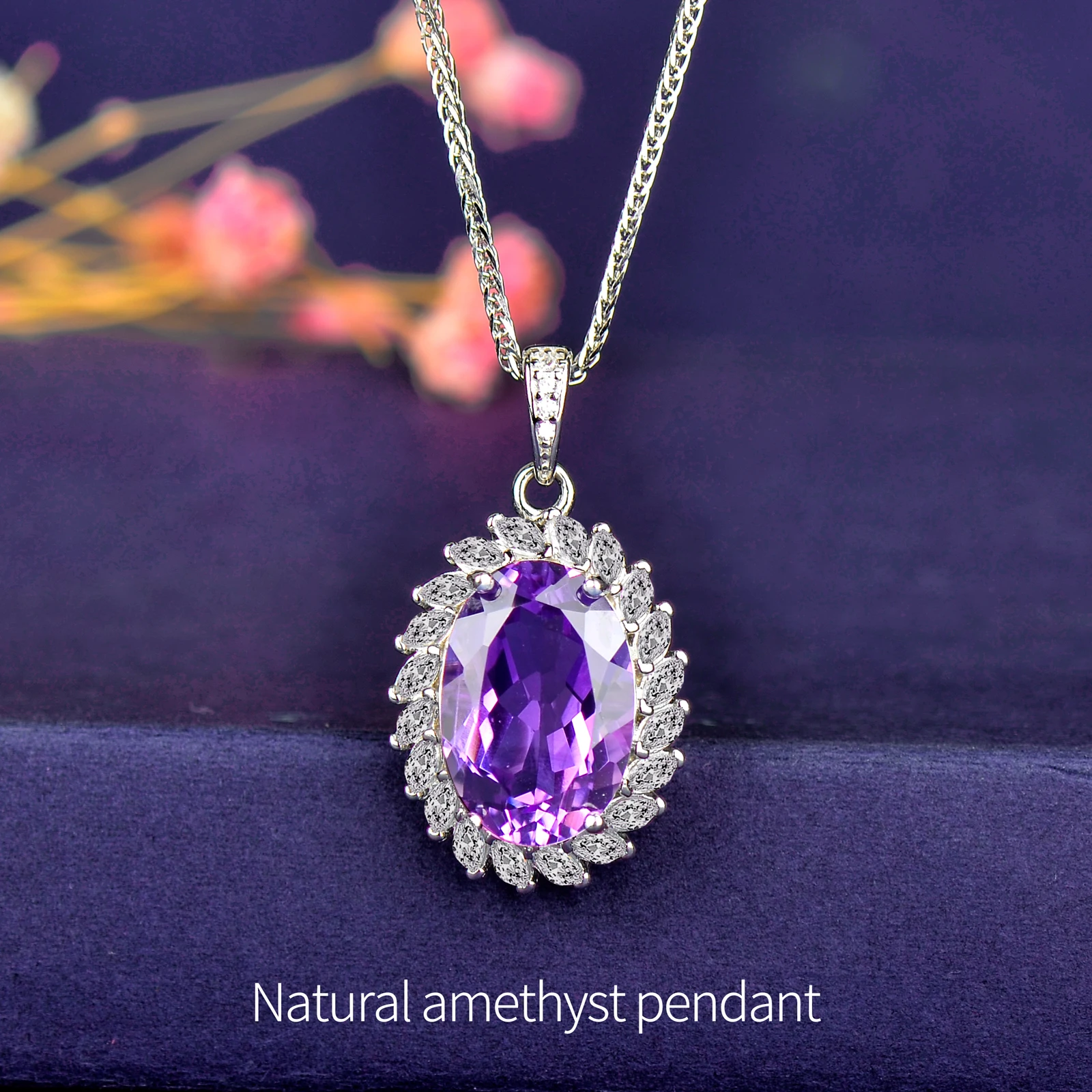 925 silver natural amethyst pendants women's pendants necklace of crystals mothers day gifts 2024 necklace for women