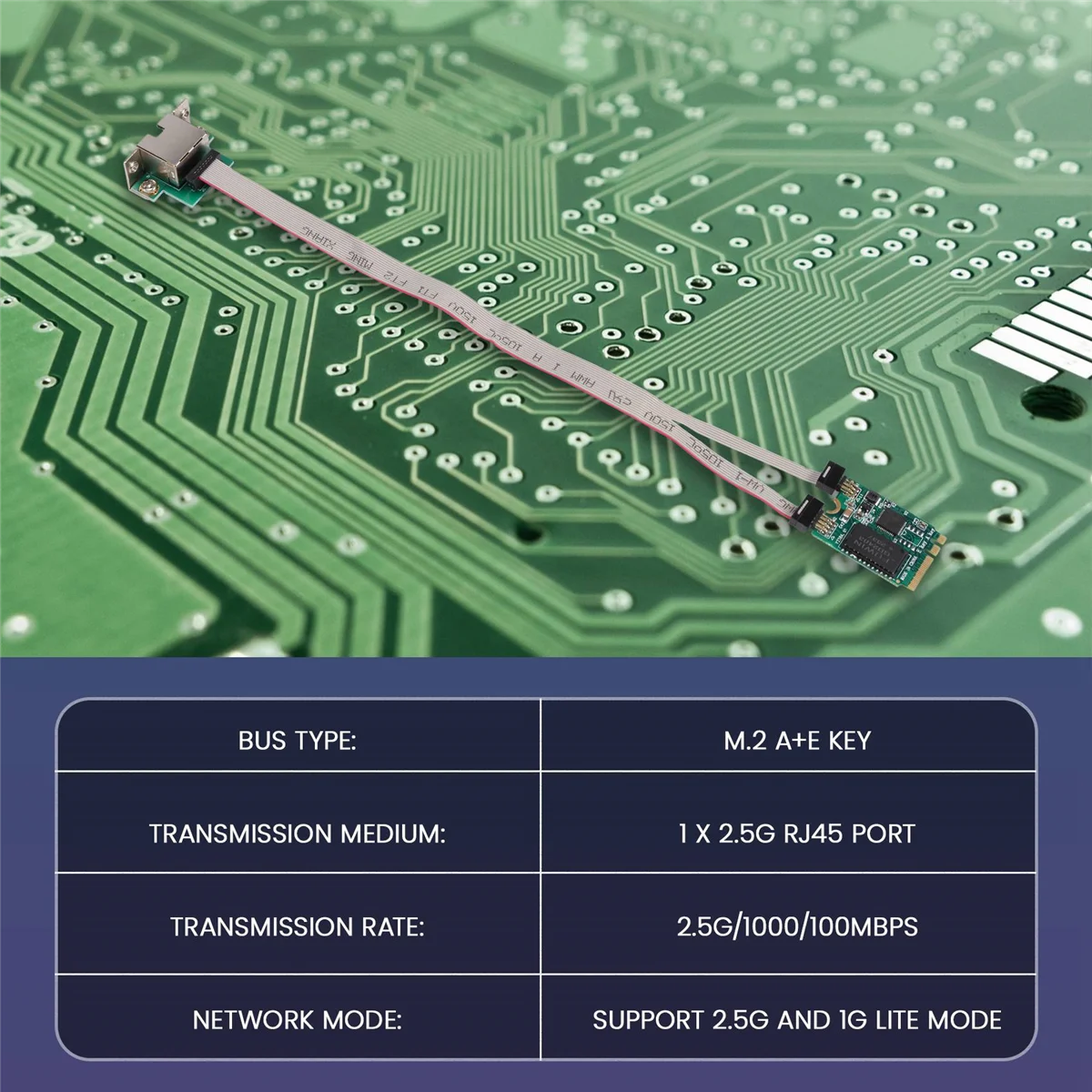 

M.2 A+E KEY 2.5G Ethernet LAN-карта RTL8125B Сетевая карта промышленного управления Сетевой адаптер PCI Express