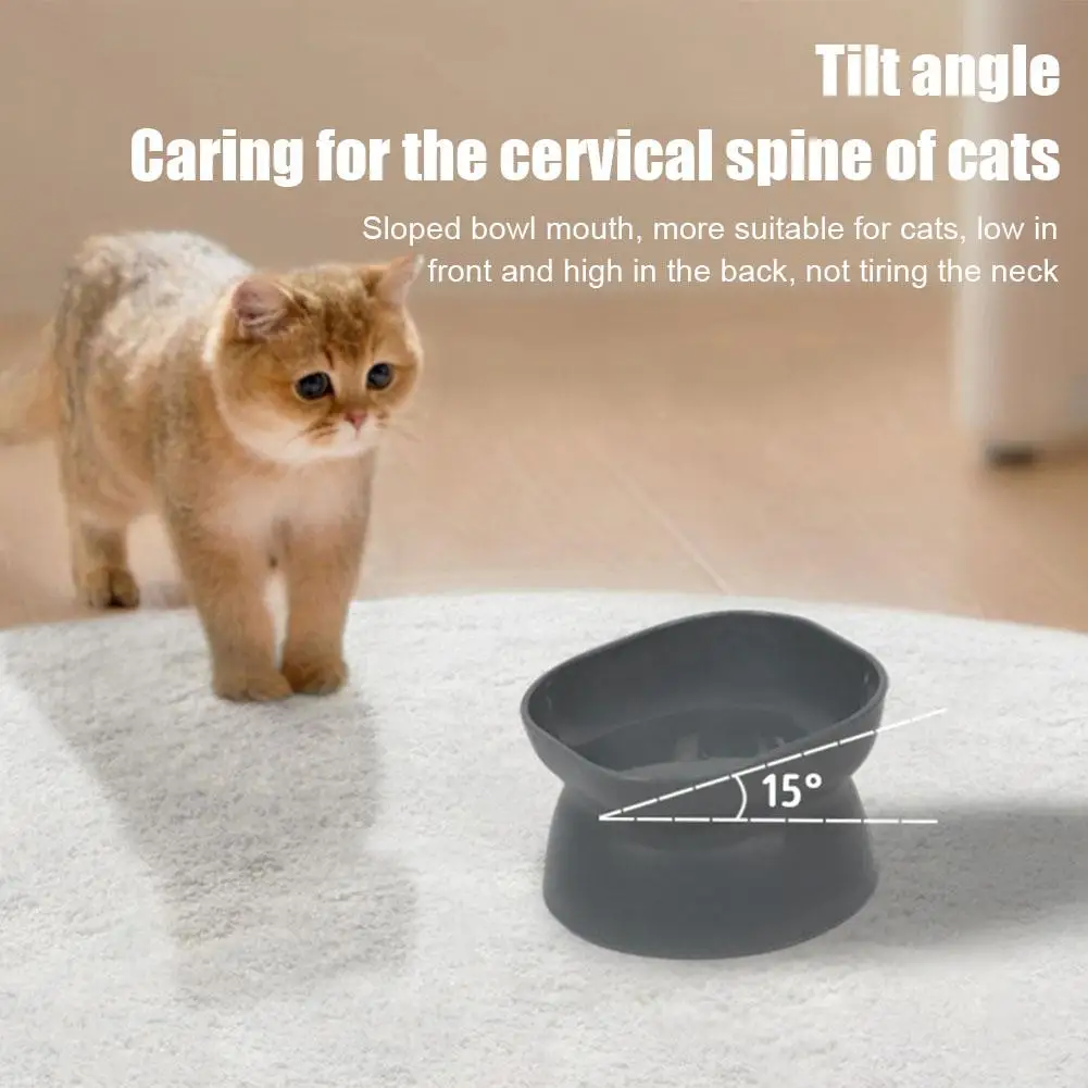 Elevated Cat Bowls Plastic Raised Cat Bowl Anti Rollover Vomit Foot Dishes Feeders Plastic Pet Anti High Bowl Food Cat A2T4