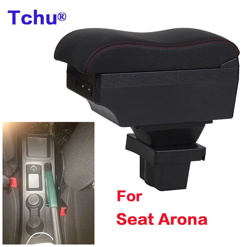 Boîte d\'accoudoir de voiture pour siège Arona, modification interne, développement USB, cendrier, accessoires de voiture