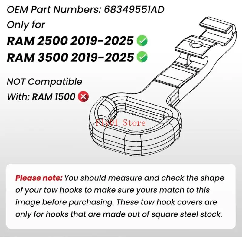 Front Hitch Cover Set Protective Designs Hard Tow Hook Protectors Truck Front End Accessories for 2500/3500