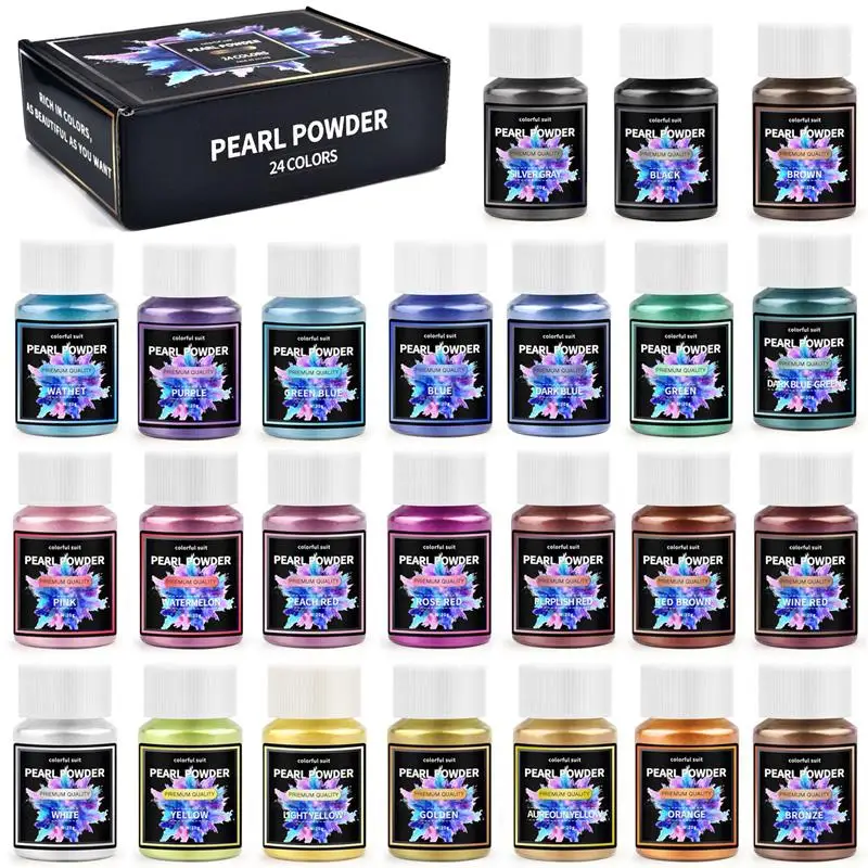 6/24/30Colors Epoxy Resin Dye Mica Powder Powder Pigments Set Resin Mica Pearlescent Resin Pearl Natural Micas Colorants Resin