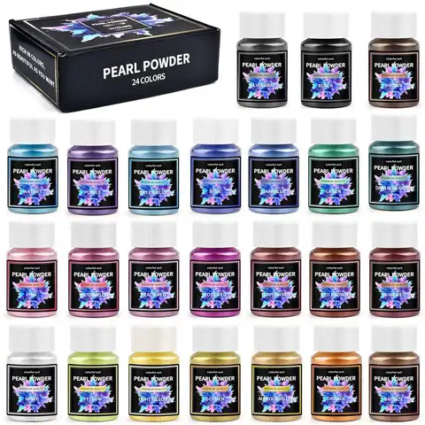 6/24/30Colors Epoxy Resin Dye Mica Powder Powdered Pigments Set Resin Mica Pearlescent Resin Pearl Natural Micas Colorants Resin