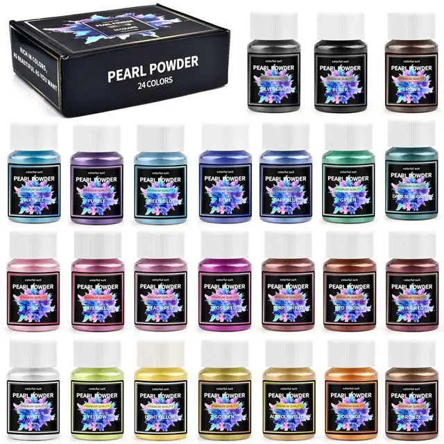 6/24/30Colors Epoxy Resin Dye Mica Powder Powder Pigments Set Resin Mica Pearlescent Resin Pearl Natural Micas Colorants Resin