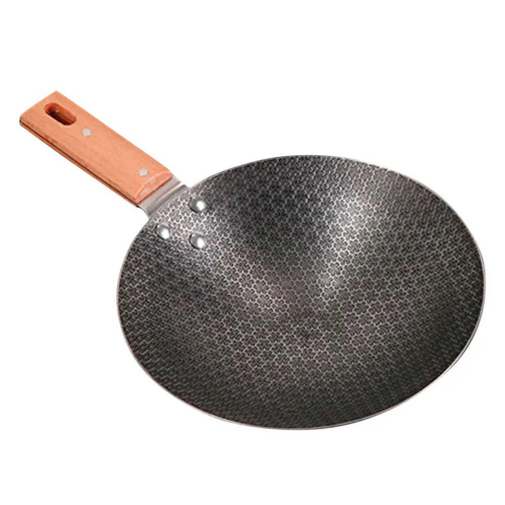 

Aluminum Outdoor Small Frying Pan Kitchen Detachable Grey Wood Iron Chinese Wok