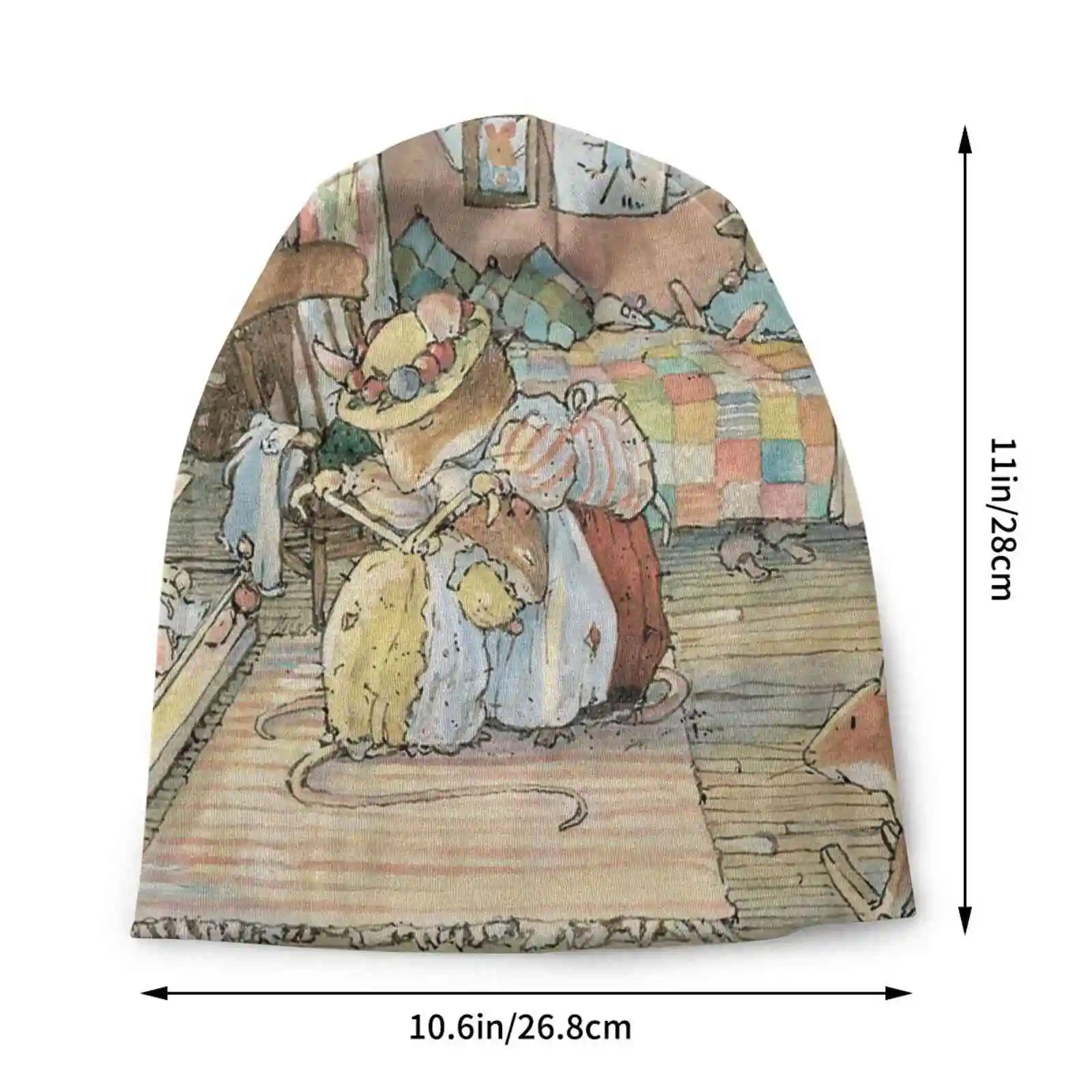 Lady Woodmouse Gets Primrose Ready For Bed Knitted Hat Warm Beanie Outdoor Caps Brambly Hedge Jill Barklem English