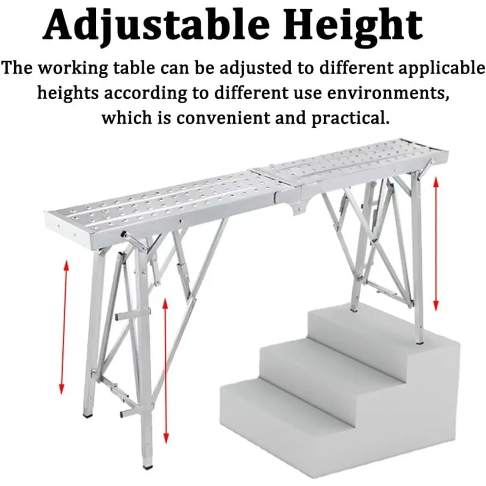 Adjustable Step Ladder for Indoor Use: Portable Scaolding Platform for Cleaning, Decorating, and More