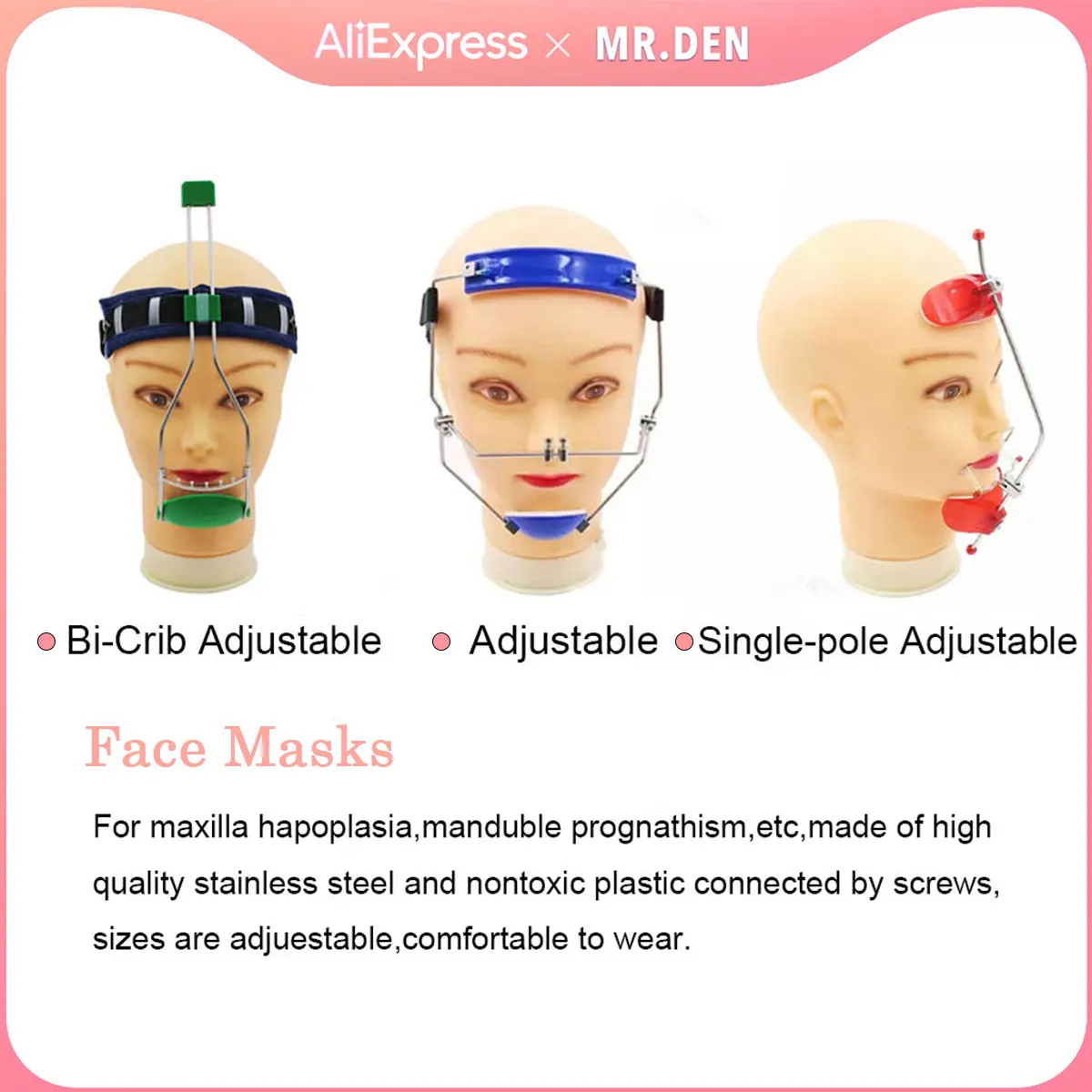 

Adjustable Dental Anterior Traction Device Double Pole Orthodontic Face Mask Head Cap Headgear For Underbite Correction