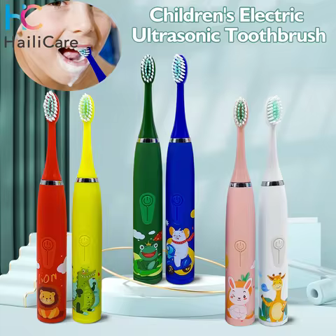 Children Electric Toothbrush Cartoon Kids With Replacement Head Sonic IPX7 Waterproof Rechargeable Sonic Toothbrush