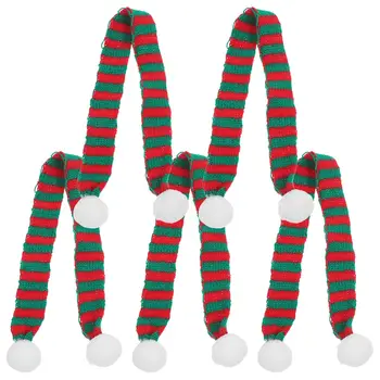 5/10 יחידות צעיף מיני לחג המולד DIY Hairball צעיף מסרג בקבוק יין Xmas Snowman קישוט צווארון מסיבת פסטיבל קישוט