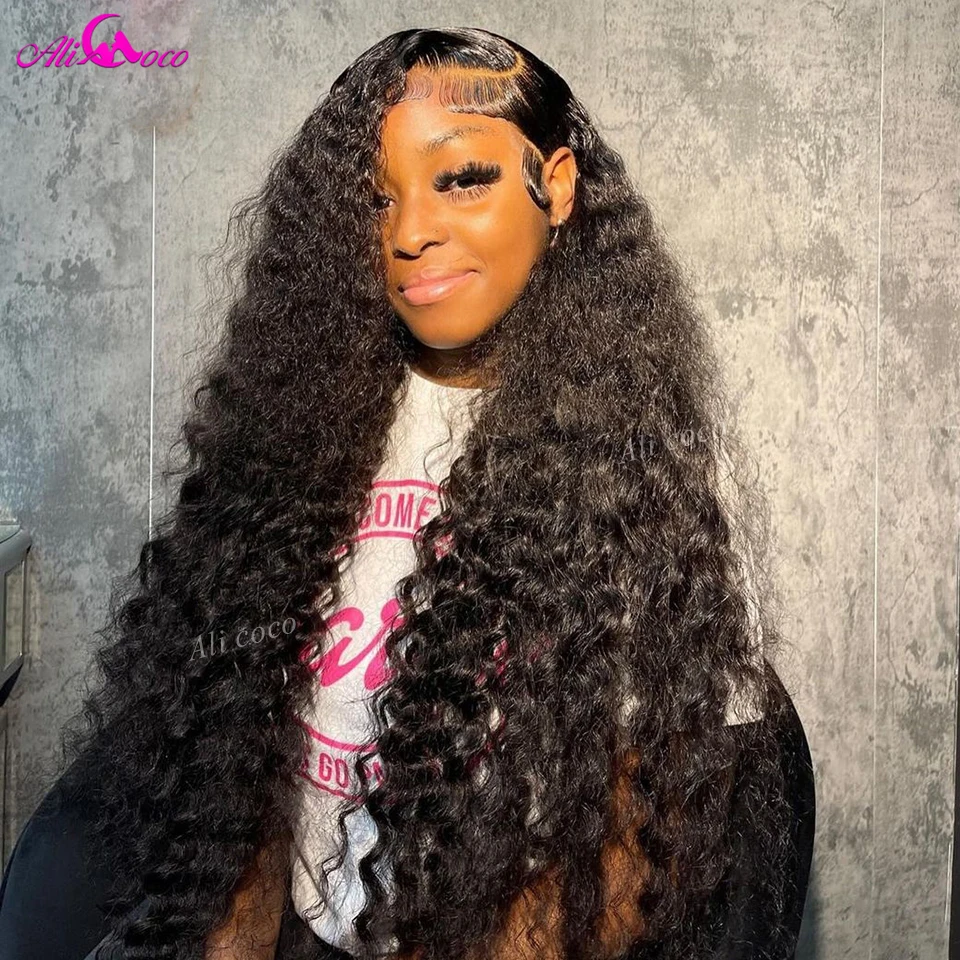 

Ali Coco 36 38 Inch 250 Density Deep Wave Wig 13x4 13x6 Transparent Lace Front Human Hair Wigs Pre Plucked Wig For Women