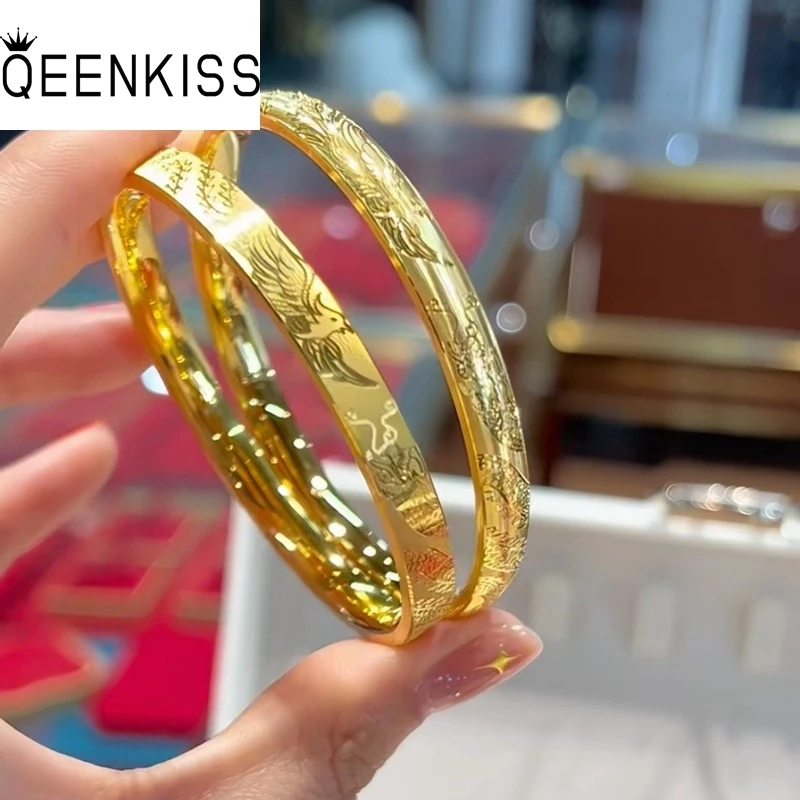 

QEENKISS Gold Vintage Phoenix Dragon Bangle Bracelets For Women Wedding Party Birthday Christmas Bride Mother Lady Gifts BT5383