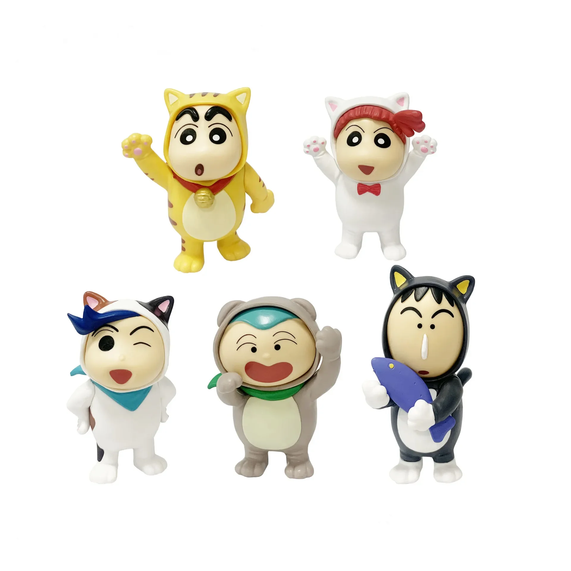 5 Crayon Shin chan figurines, Nohara Shinnosuke, Funny Dinosaur, Dynamic Superman Robot Doll Model Decorations