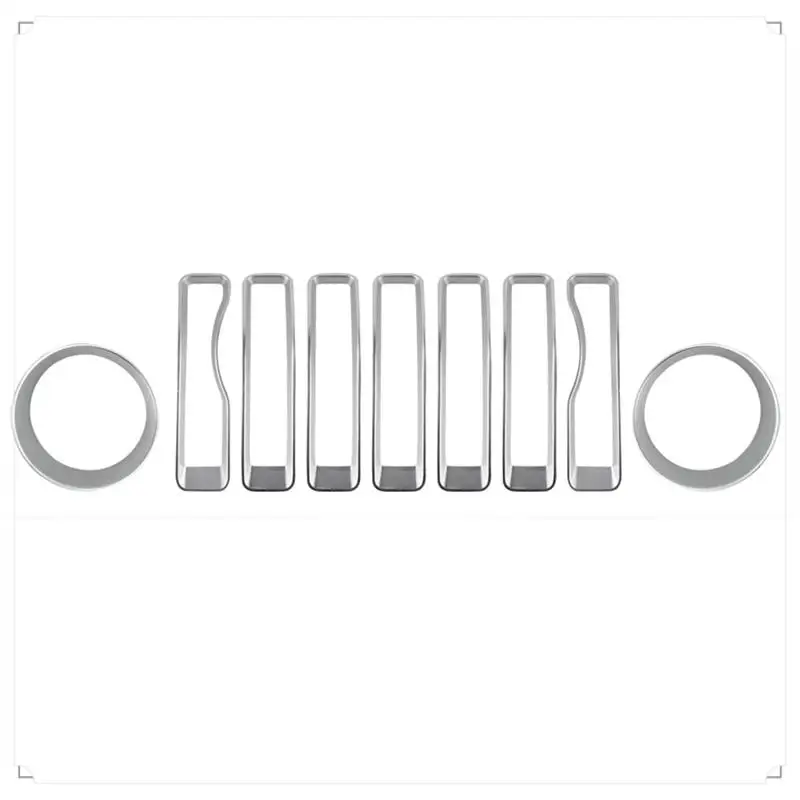 

9Pcs Chrome Headlight Decoration Circle For Jeep Wrangler JL JLU Sports 2018-2023