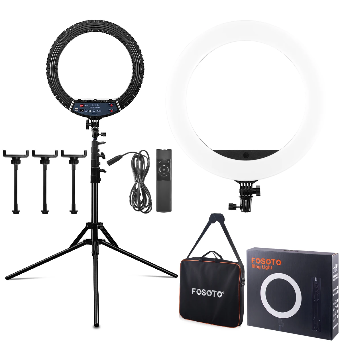 FOSOTO FT-18N Dimmable Ring Lamp Photography Lighting  Camera Ring Lamp Led Ringlight With Tripod Stand For Phone Live Streaming